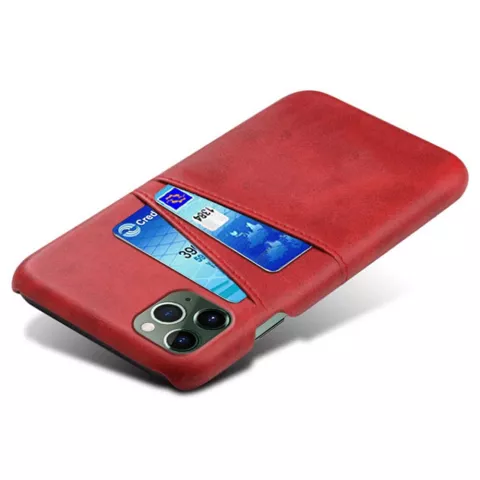 &Eacute;tui en cuir v&eacute;g&eacute;talien Duo Cardslot Wallet compatible avec iPhone 15 Plus - rouge