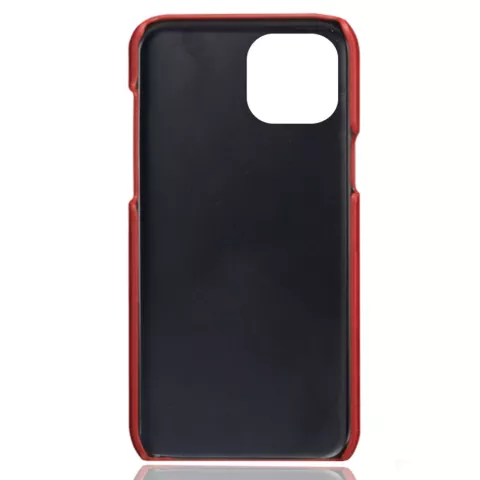 &Eacute;tui en cuir v&eacute;g&eacute;talien Duo Cardslot Wallet compatible avec iPhone 15 Plus - rouge