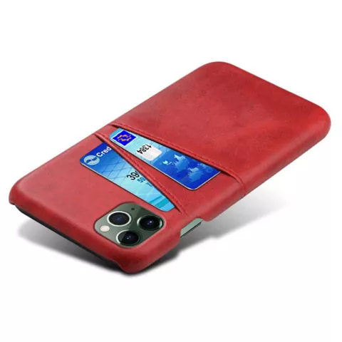 &Eacute;tui en cuir v&eacute;g&eacute;talien Duo Cardslot Wallet compatible avec iPhone 15 Pro Max - rouge
