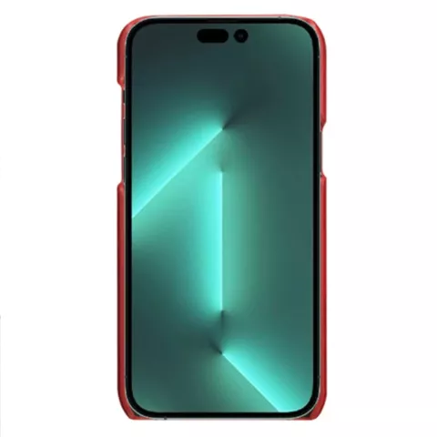 &Eacute;tui en cuir v&eacute;g&eacute;talien Duo Cardslot Wallet compatible avec iPhone 15 Pro Max - rouge