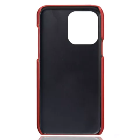 &Eacute;tui en cuir v&eacute;g&eacute;talien Duo Cardslot Wallet compatible avec iPhone 15 Pro Max - rouge