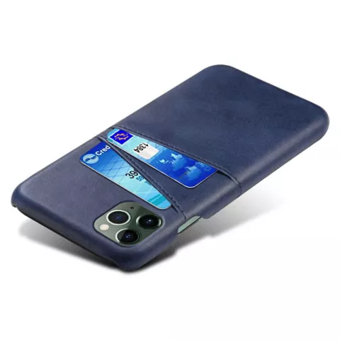 &Eacute;tui en cuir v&eacute;g&eacute;talien Duo Cardslot Wallet compatible avec iPhone 15 Pro Max - bleu