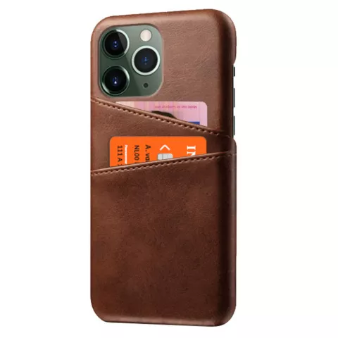 &Eacute;tui en cuir v&eacute;g&eacute;talien Duo Cardslot Wallet pour iPhone 15 Pro Max - marron