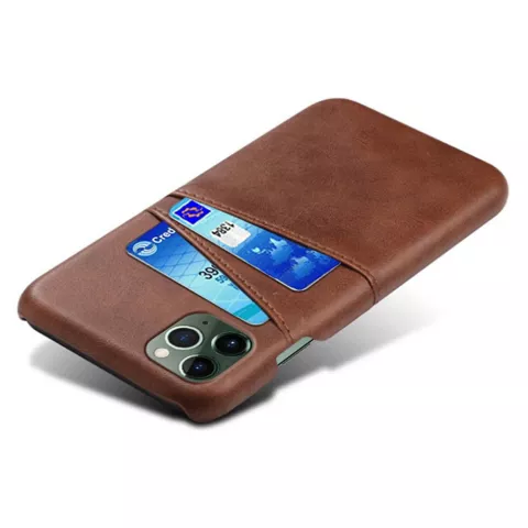 &Eacute;tui en cuir v&eacute;g&eacute;talien Duo Cardslot Wallet compatible avec iPhone 15 Pro Max - marron