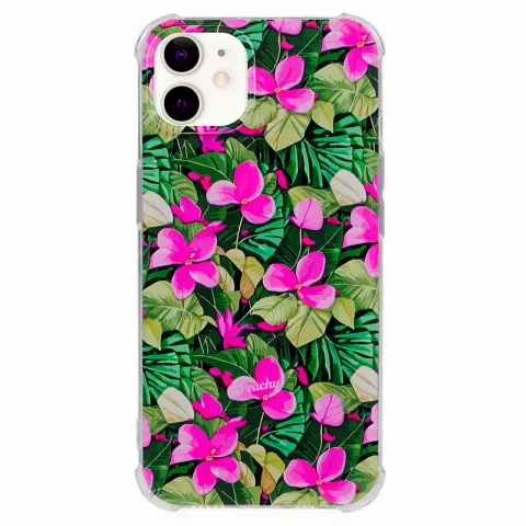 Coque en TPU avec feuilles et fleurs tropicales avec coins renforc&eacute;s compatible avec iPhone 11
