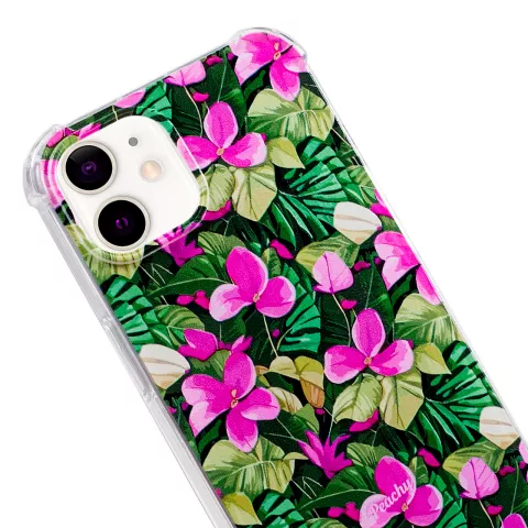 Coque en TPU avec feuilles et fleurs tropicales avec coins renforc&eacute;s compatible avec iPhone 11