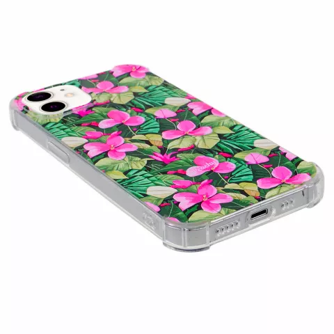 Coque en TPU avec feuilles et fleurs tropicales avec coins renforc&eacute;s compatible avec iPhone 11