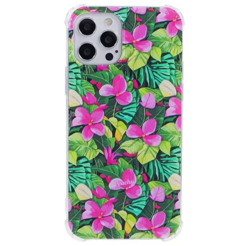 Coque Feuilles et Fleurs Tropicales en TPU avec coins renforc&eacute;s pour iPhone 13 Pro