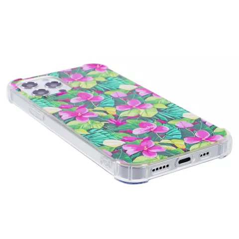 Coque Feuilles et Fleurs Tropicales en TPU avec coins renforc&eacute;s pour iPhone 13 Pro Max