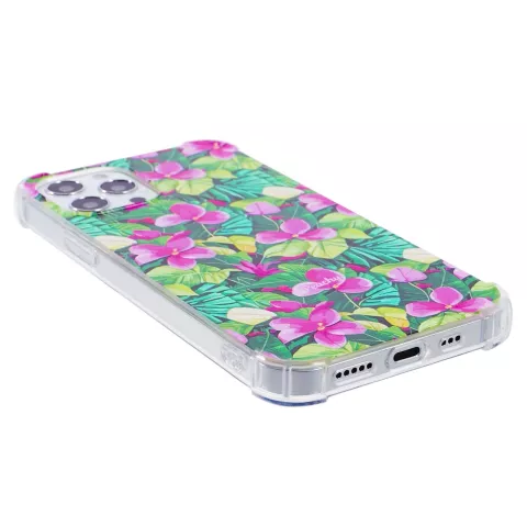 Coque Feuilles et Fleurs Tropicales en TPU avec coins renforc&eacute;s pour iPhone 14 Pro Max