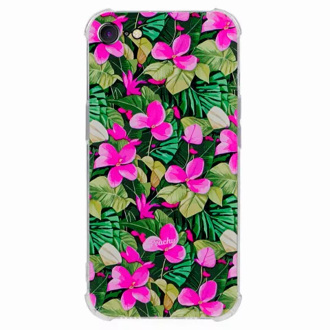 Coque en TPU Feuilles et Fleurs Tropicales avec coins renforc&eacute;s compatible avec iPhone 7, 8, SE 2020 et SE 2022
