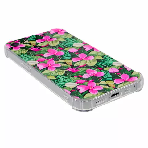 Coque en TPU Feuilles et Fleurs Tropicales avec coins renforc&eacute;s compatible avec iPhone 7, 8, SE 2020 et SE 2022