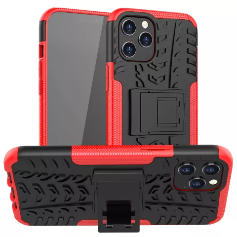 B&eacute;quille Antichoc En Plastique Antid&eacute;rapant Et &Eacute;tui TPU Pour IPhone 12 Pro Max - Rouge