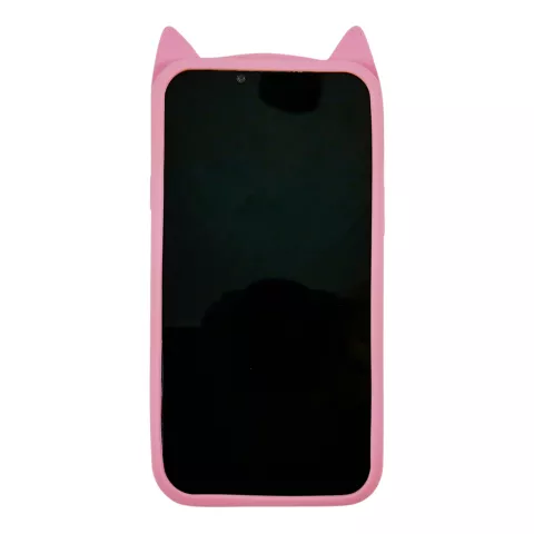 Coque en silicone chat mignon pour iPhone 15 - rose