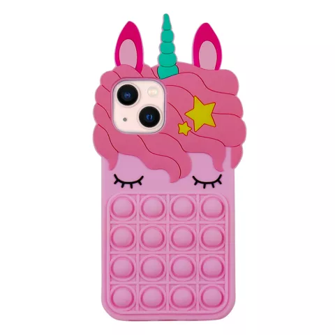 Coque en silicone Unicorn Pop Fidget Bubble compatible avec iPhone 15 - rose