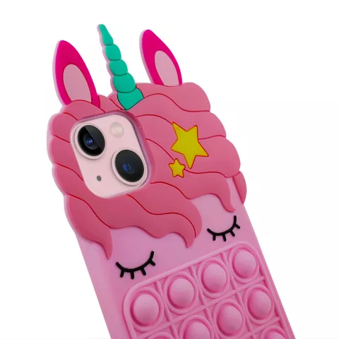 Coque en silicone Unicorn Pop Fidget Bubble compatible avec iPhone 15 - rose