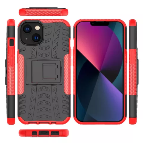 B&eacute;quille Antichoc En Plastique Antid&eacute;rapant Et &Eacute;tui TPU compatible avec iPhone 15 Plus - Rouge