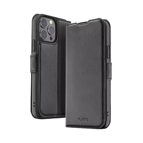 &Eacute;tui portefeuille en cuir FLAVR &Eacute;tui recycl&eacute; compatible avec iPhone 15 Pro Max - Noir