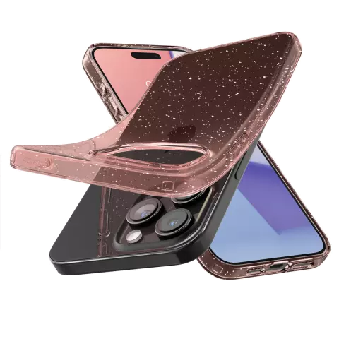 Coque Spigen Liquid Crystal Glitter compatible avec iPhone 15 Pro - Rose Transparent