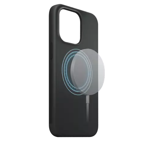 Xqisit NP Coque En Silicone Anti Bac Aimant Coque Recycl&eacute;e Pour iPhone 15 Pro Max - Noir