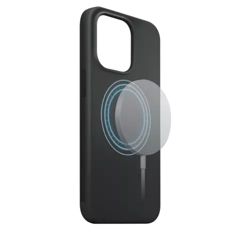 Xqisit NP Coque en silicone Anti Bac Magnet Coque recycl&eacute;e compatible avec iPhone 15 Pro Max - Noir