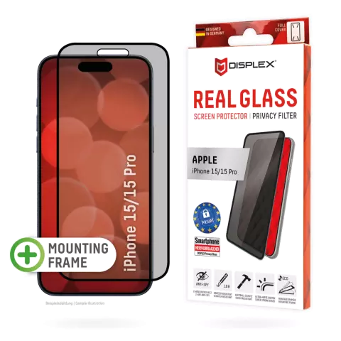 Displex Privacy Glass Protecteur d&#039;&eacute;cran compatible avec iPhone 15 - Transparent
