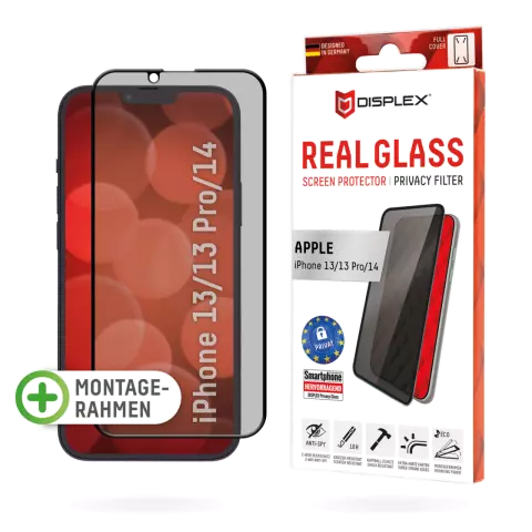 Displex Privacy Glass FC Protecteur d&#039;&eacute;cran compatible avec iPhone 14 - Transparent