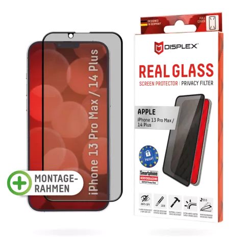 Displex Privacy Glass FC Protecteur d&#039;&eacute;cran compatible avec iPhone 14 Plus - Transparent