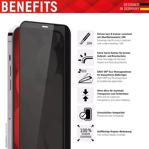 Displex Privacy Glass FC Protecteur d&#039;&eacute;cran compatible avec iPhone 14 Pro Max - Transparent