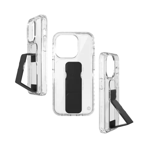 CLCKR Support et Grip Case compatible avec iPhone 15 Pro - Transparent