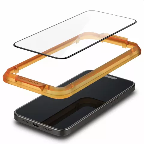 Spigen AlignMaster Full Cover Glass Lot de 2 films de protection d&#039;&eacute;cran compatible avec iPhone 15 Plus - Transparent