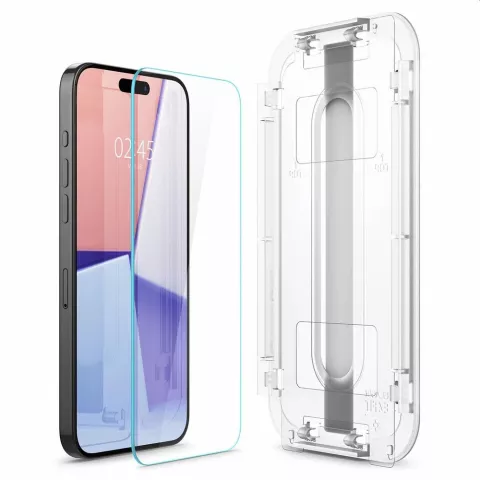 Spigen Glass avec cadre de montage EZ FIT Lot de 2 films de protection d&#039;&eacute;cran compatible avec iPhone 15 Pro Max - Transparent