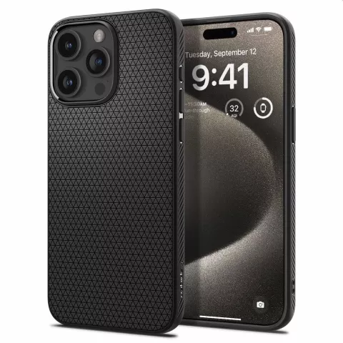 Coque Spigen Liquid Air Case compatible avec iPhone 15 Pro Max - noir