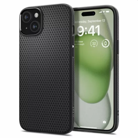 Coque Spigen Liquid Air Case compatible avec iPhone 15 Plus - noir