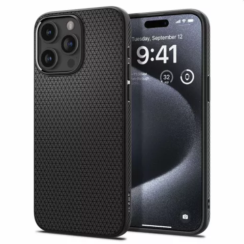 Housse Spigen Liquid Air Case compatible avec iPhone 15 Pro - noir