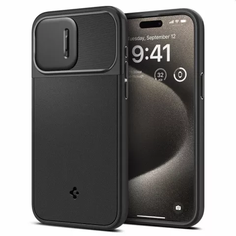 Spigen Optik Armor Magfit Case cover compatible avec iPhone 15 Pro Max - noir