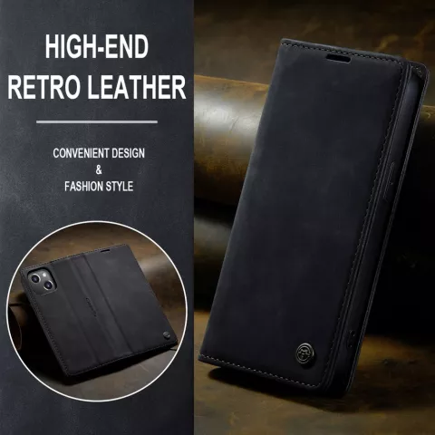 Caseme Retro Wallet Case housse pour iPhone 15 - noir