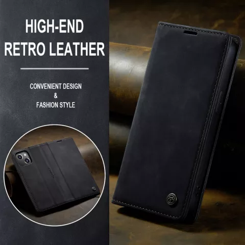 Caseme Retro Wallet Case compatible avec iPhone 15 Plus - noir