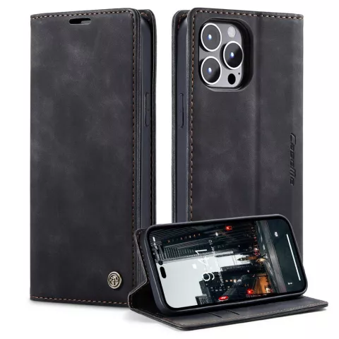 Caseme Retro Wallet Case housse pour iPhone 15 Pro - noir