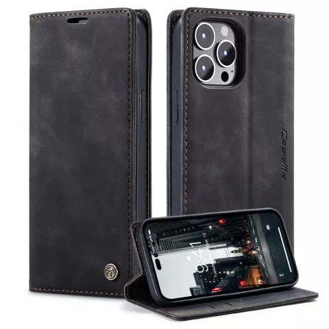 Caseme Retro Wallet Case compatible avec iPhone 15 Pro - noir