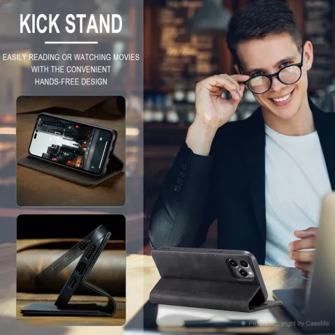 Caseme Retro Wallet Case compatible avec iPhone 15 Pro - noir