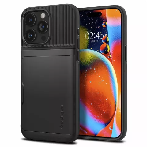 Coque Spigen Slim Armor CS compatible avec iPhone 15 Pro - noire