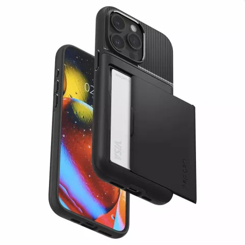Coque Spigen Slim Armor CS compatible avec iPhone 15 Pro - noire
