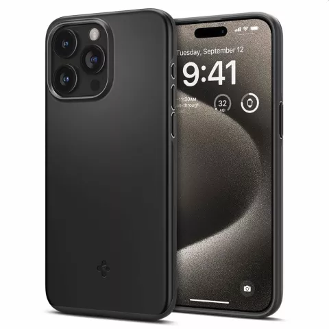 Spigen Thin Fit Case compatible avec iPhone 15 Pro Max - noir