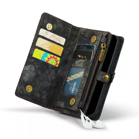 Caseme Vintage &Eacute;tui portefeuille compatible avec iPhone 7, 8, SE 2020 et SE 2022 - noir