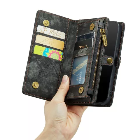Caseme Vintage &Eacute;tui portefeuille compatible avec iPhone 7, 8, SE 2020 et SE 2022 - noir