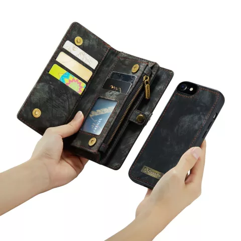 Caseme Vintage &Eacute;tui portefeuille compatible avec iPhone 7, 8, SE 2020 et SE 2022 - noir