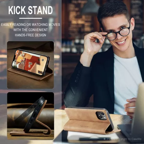 Caseme Retro Wallet Case compatible avec iPhone 15 - marron