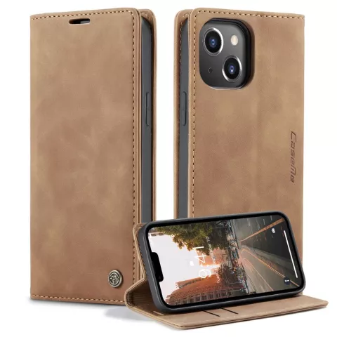 Caseme Retro Wallet Case compatible avec iPhone 15 Plus - marron
