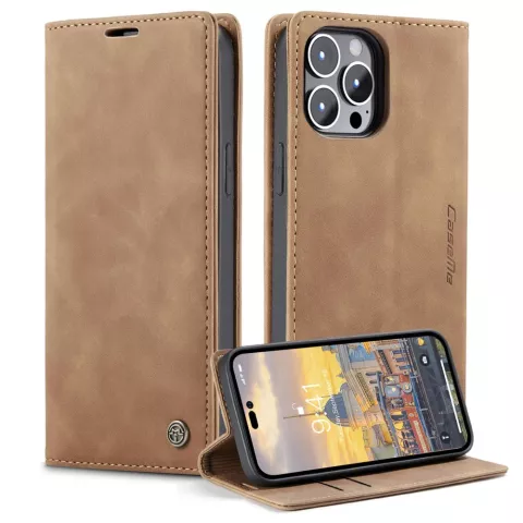 Housse Caseme Retro Wallet Case pour iPhone 15 Pro - marron